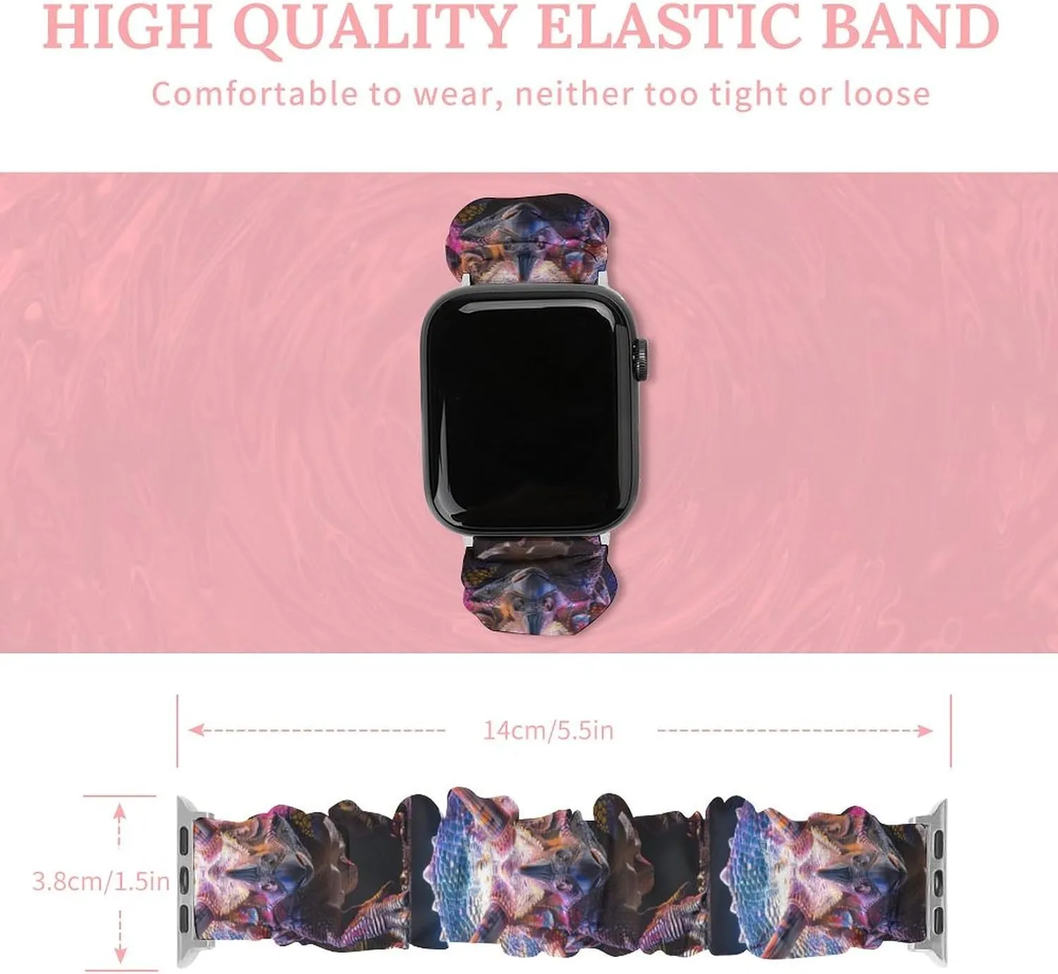 Printed Straps Wristbands Replacement Strap Compatible whale cow detract durable lordly aloud with Apple Watch Triceratops Watch Band Elastic Watch Strap 