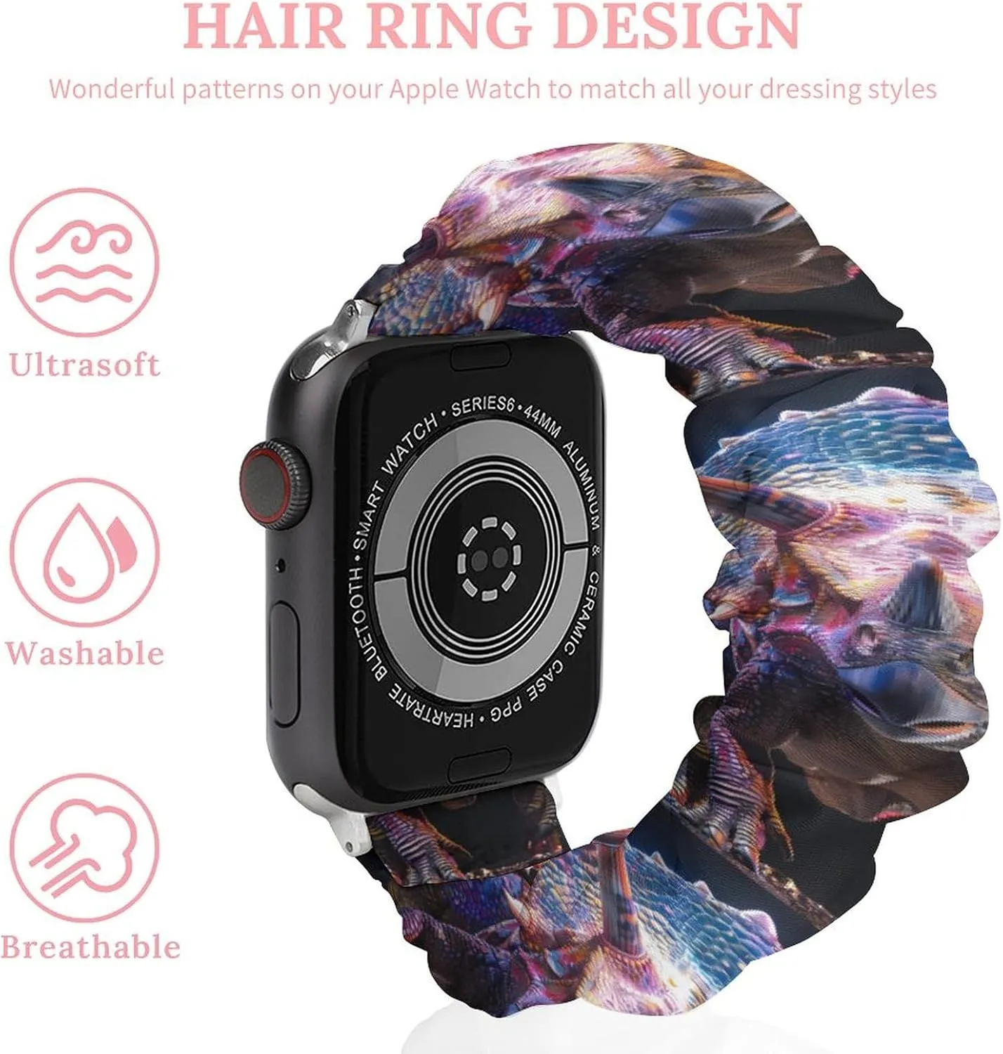 Printed Straps Wristbands Replacement Strap Compatible whale cow detract durable lordly aloud with Apple Watch Triceratops Watch Band Elastic Watch Strap 