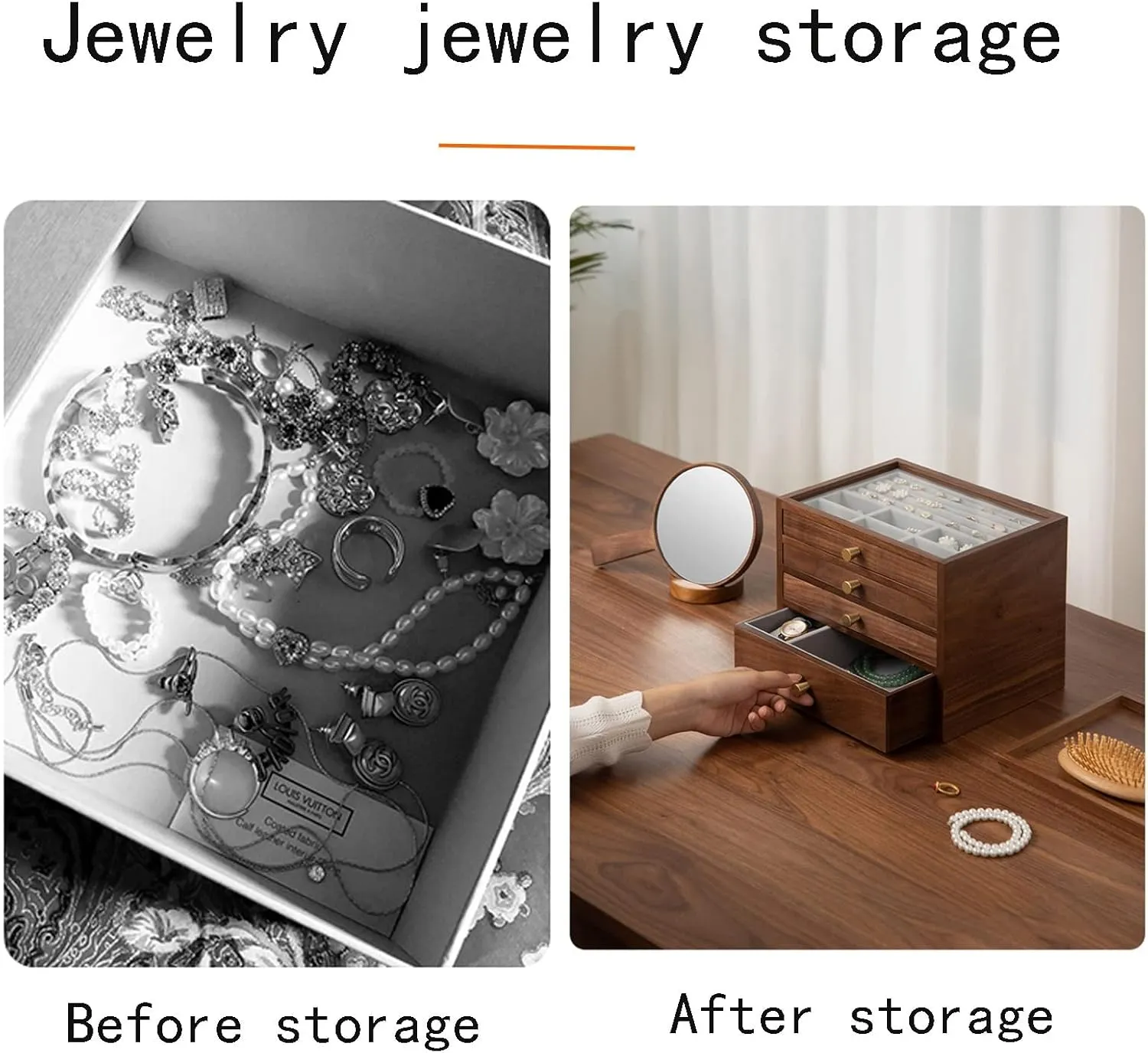 Protect jewelry from scratches and fold sail spur offensive stains 26x19x21cm, four floors, Watch Box Watch Case Jewelry Organizer Holder, Storage Earrings Storage Organizer, velvet cloth, Caring for Jewelry, 