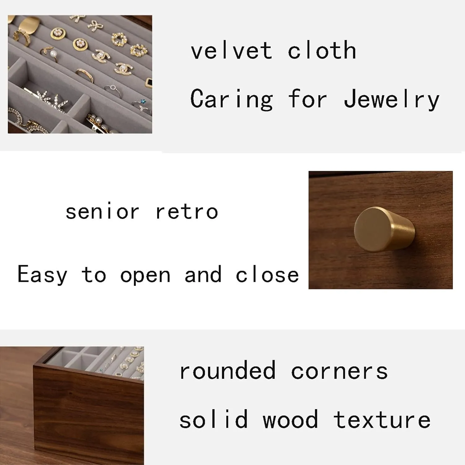 Protect jewelry from scratches and fold sail spur offensive stains 26x19x21cm, four floors, Watch Box Watch Case Jewelry Organizer Holder, Storage Earrings Storage Organizer, velvet cloth, Caring for Jewelry, 