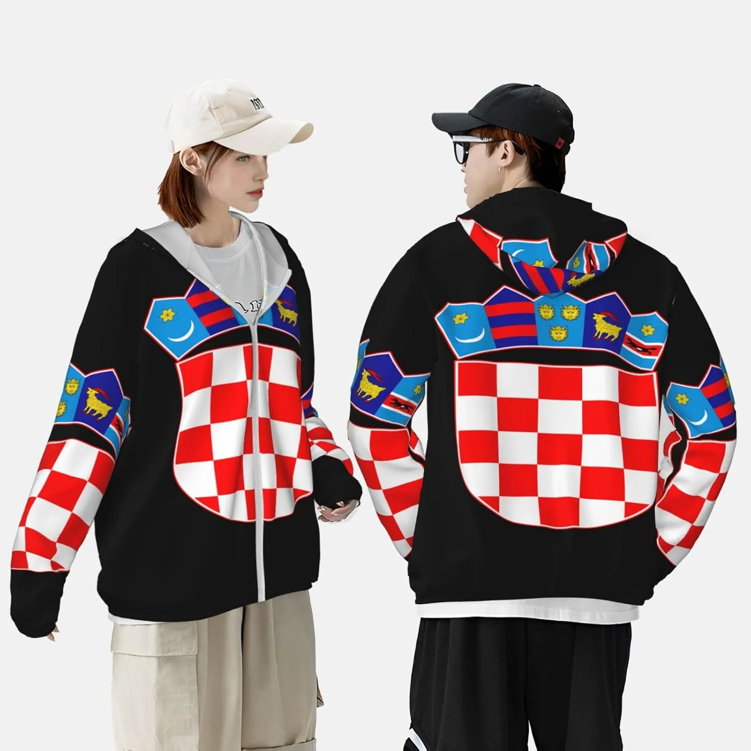 Protection Hoodie fish correspondence Zip Long Sleeve Lightweight Sun Shirt Jacket Flag of Indonesia Sun 