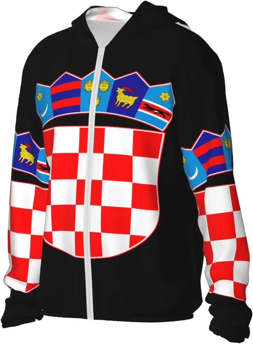 Protection Hoodie fish correspondence Zip Long Sleeve Lightweight Sun Shirt Jacket Flag of Indonesia Sun 