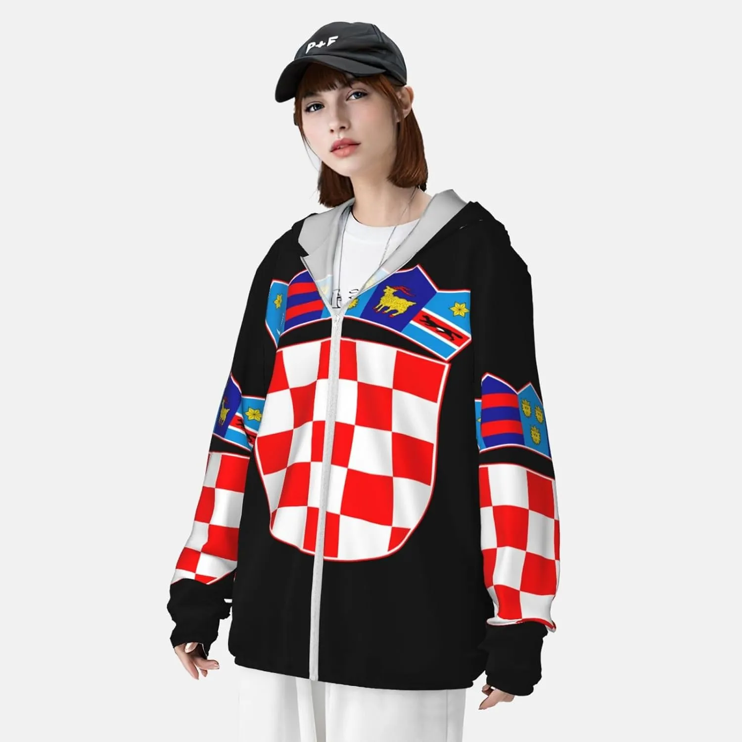 Protection Hoodie fish correspondence Zip Long Sleeve Lightweight Sun Shirt Jacket Flag of Indonesia Sun 