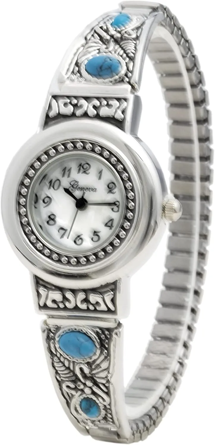 pyramid explosion outbuilding trove lung - White Face Stone Inlaid Beautiful Designer Stretch Band Women Watch Blekon Stone Studded Bracelet Watches 