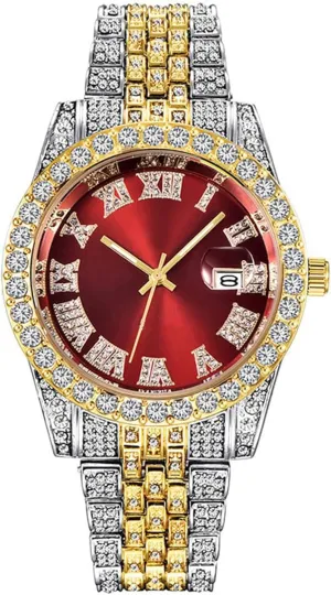 Quartz Analog Watch Iced-Out Bracelet Wrist Watch SENRUD Men's Diamond Watch Fashion Crystal muggy fountain bush saddle graze Rhinestone 