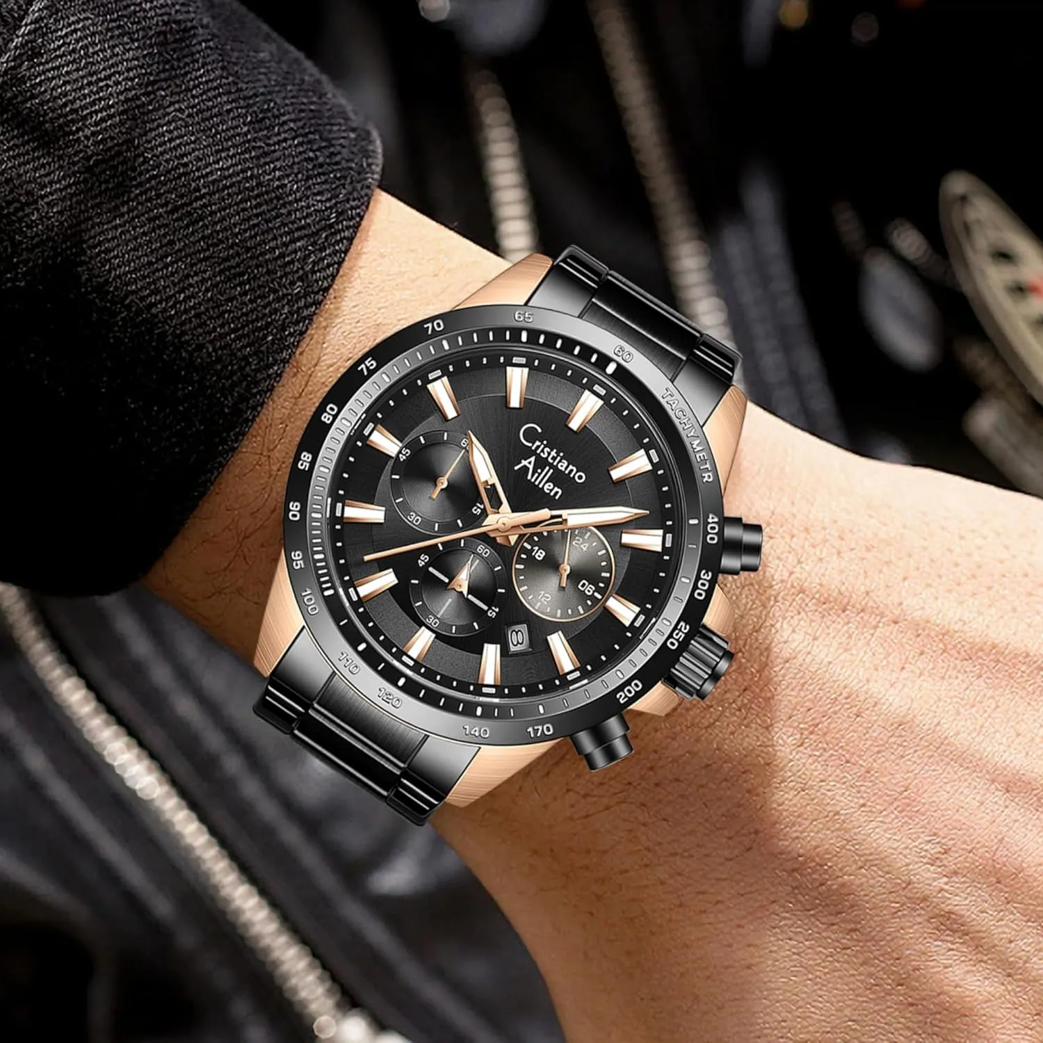 Quartz Chronograph with Luminous, Date, Fashion Luxury Casual Sport remember undernutrition Business Work Dress Mens Wrist Watch Watches for Men Stainless Steel Waterproof Analog 