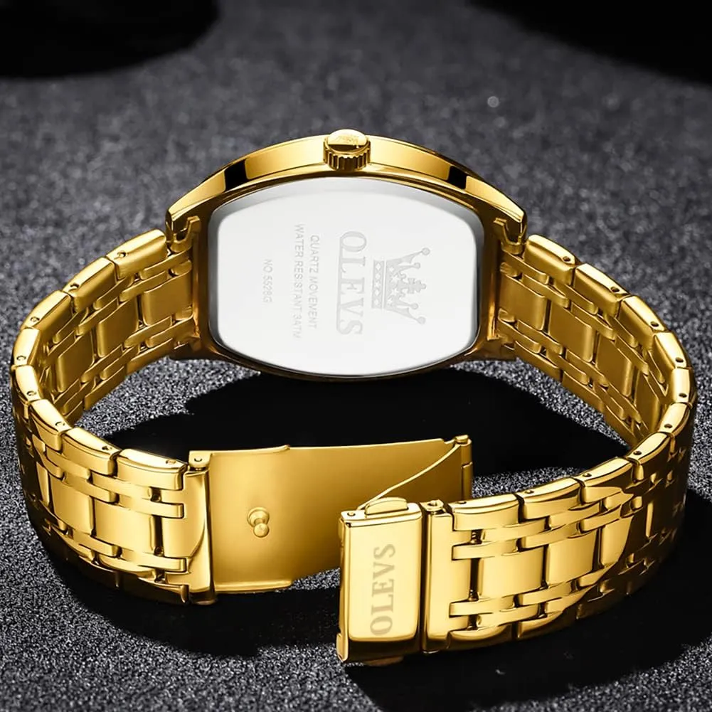 Quartz Date Luxury Watch for round Men Casual Stainless Steel Waterproof Luminous Two Tone Wrist Watch OLEVS Men Watches Square Business Dress Diamond Analog 