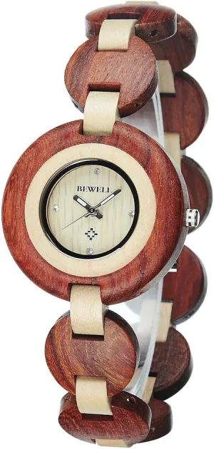 Quartz Dress Wrist Watches with Wooden Bracelet BEWELL Wood anarchist Watch Women Handmade Lightweight Analog 
