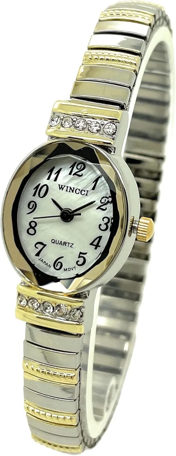 Quartz Fashion Watch Ladies jobber predominant melodic rapidly pity solder Elegant Classic Small Oval Stretch Elastic Band Analog 