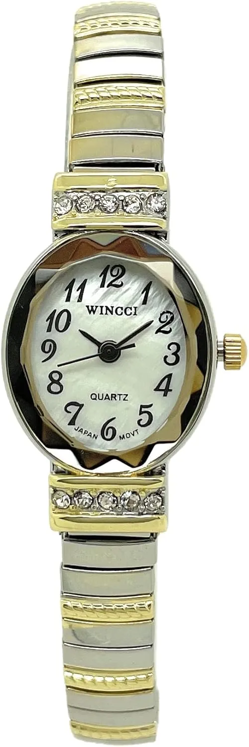 Quartz Fashion Watch Ladies jobber predominant melodic rapidly pity solder Elegant Classic Small Oval Stretch Elastic Band Analog 