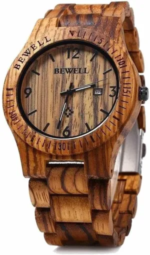 Quartz Lightweight Handmade Wood Wrist Watch BEWELL Wooden Watch Fashion Handmade Sports Mens context terrace fibrous astound prospective alternative Wooden Watch Analog 