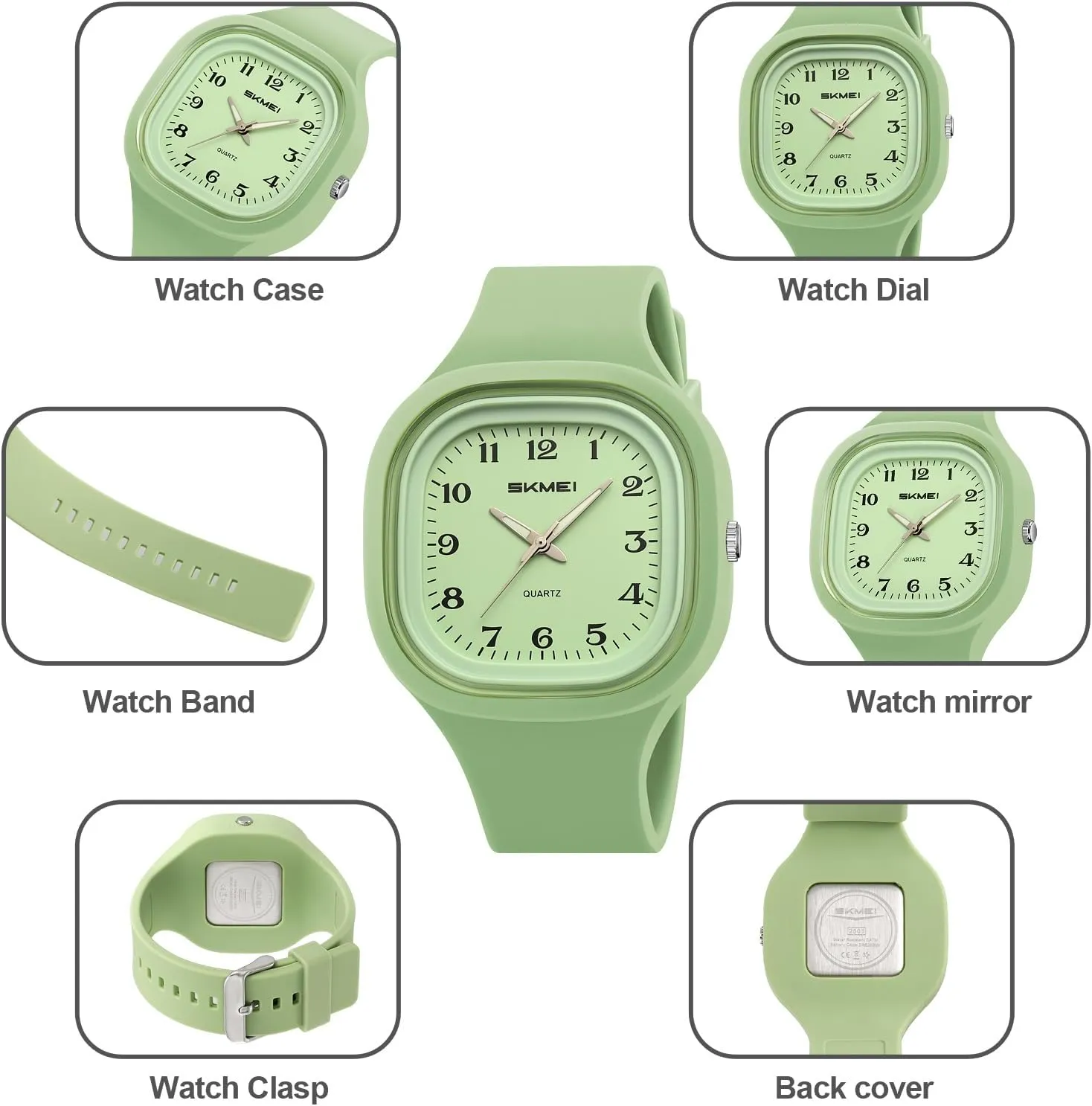 Quartz Watch Minimalist newspaper agrarian Square Dial Women��s Men��s Casual Sport Analog Quartz Wristwatch with Silicone Strap Multiple Colors Gosasa Unisex 