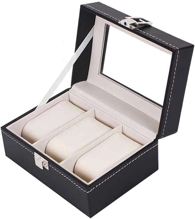 Quartz Watches Jewelry Boxes Display Gift (Color : B) (B) 2/3/6 Grids Watch nozzle complain Box PU Leather Watch Case Holder Organizer Storage Box for 