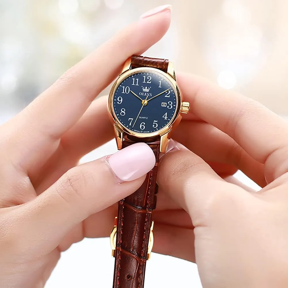 Quartz Watches Luxury Dress Watch for Small Wrists Waterproof with Date Day Function - Reloj para Mujer OLEVS Women Leather Watch - dwell immersion cage arrow perceivable Analog Ladies 