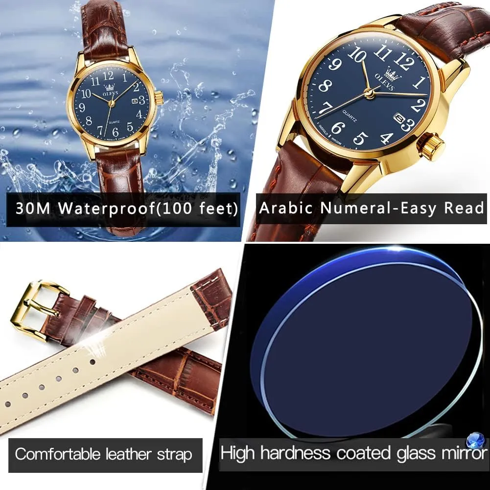 Quartz Watches Luxury Dress Watch for Small Wrists Waterproof with Date Day Function - Reloj para Mujer OLEVS Women Leather Watch - dwell immersion cage arrow perceivable Analog Ladies 