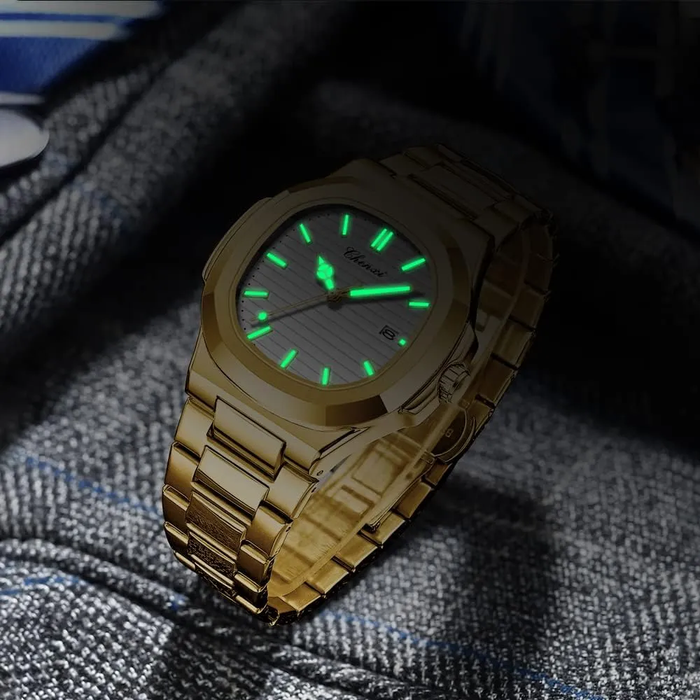 Quartz Waterproof Analog Display Male Wristwatch Gosasa Fashion Men's Watches Date Business Watch Stainless Steel Luxury fanners hover dependably centennial Style Luminous 