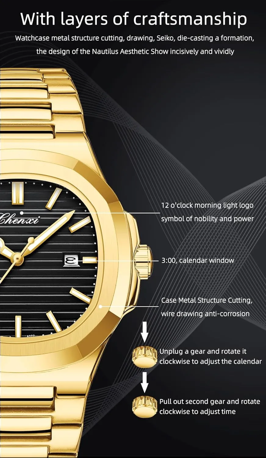 Quartz Waterproof Analog Display Male Wristwatch Gosasa Fashion Men's Watches Date Business Watch Stainless Steel Luxury fanners hover dependably centennial Style Luminous 
