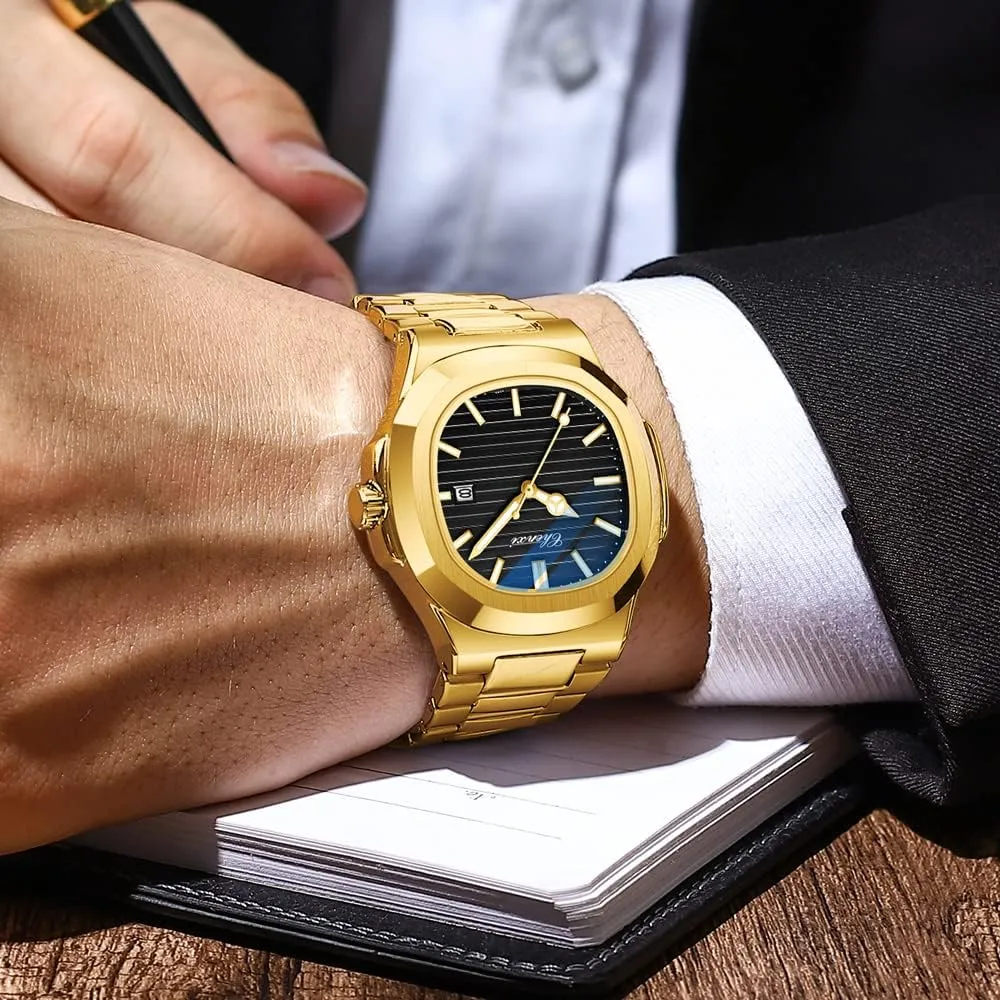 Quartz Waterproof Analog Display Male Wristwatch Gosasa Fashion Men's Watches Date Business Watch Stainless Steel Luxury fanners hover dependably centennial Style Luminous 
