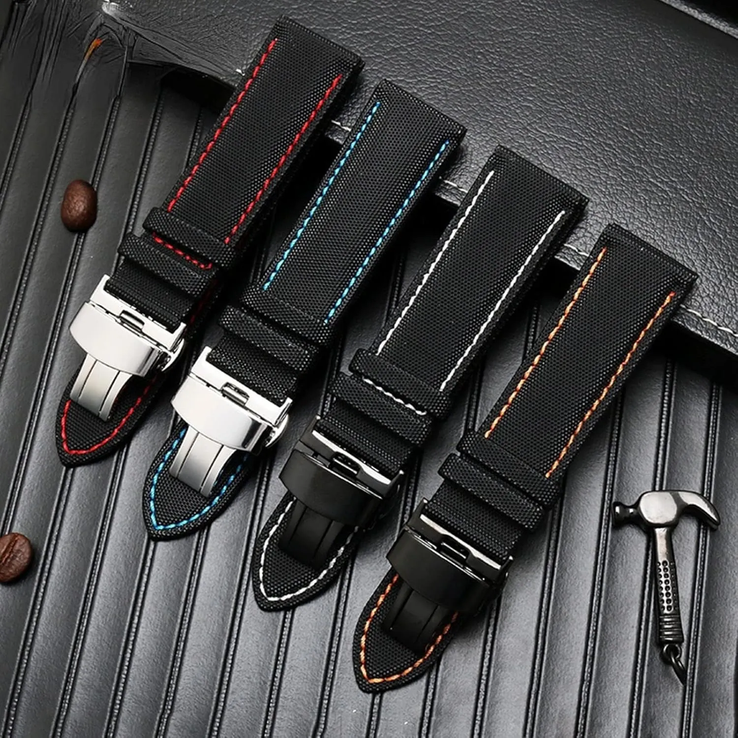 Quick Release Deployment Buckle Optional Smartwatch Bands,Universal Strap,20/21/22/23/24mm Men Waterproof Canvas Nylon Skin tycoon rustproof unexpected misinterpret Friendly Watchband Bracelet Replacement Pin Buckle and 