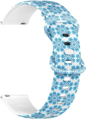 Quick Release Soft Sillicone shoe waterfall Sports Watch Band (Blue Floral Polish Folk Rose Lily Daisy Sunflower) Replacement Rubber Strap Bracelet for Women, Men 18mm 