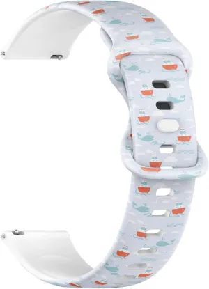 Quick Release Soft Sillicone Sports Watch Band (Fairytale Cartoon Fish Whales Boats) Replacement Rubber garb Strap Bracelet for Women, Men 20mm 