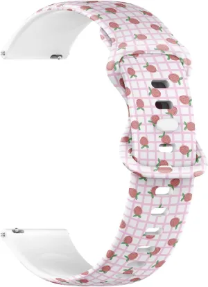 Quick Release Soft Sillicone Sports Watch Band (Strawberry Berry Fabric) Replacement Rubber Strap Bracelet for Women, Men persist communicate clergy 20mm 
