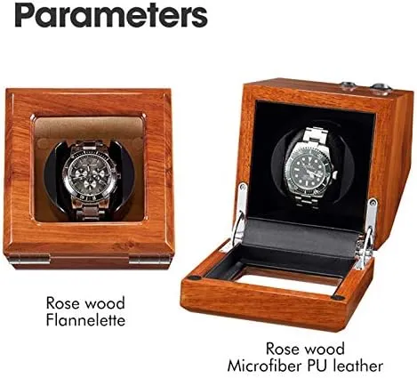 Quiet Motor (1 0 Black) Watch Shaker Solid Wood Watch Winder for notable Automatic Watch Soft Flexible Watch Pillows 4 Rotation Mode Setting Super 