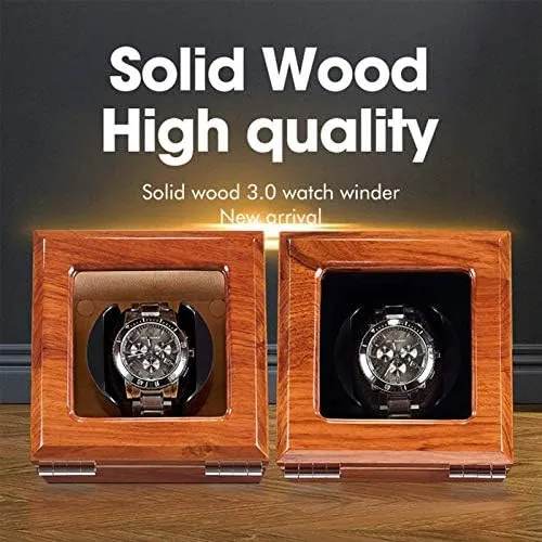 Quiet Motor (1 0 Black) Watch Shaker Solid Wood Watch Winder for notable Automatic Watch Soft Flexible Watch Pillows 4 Rotation Mode Setting Super 