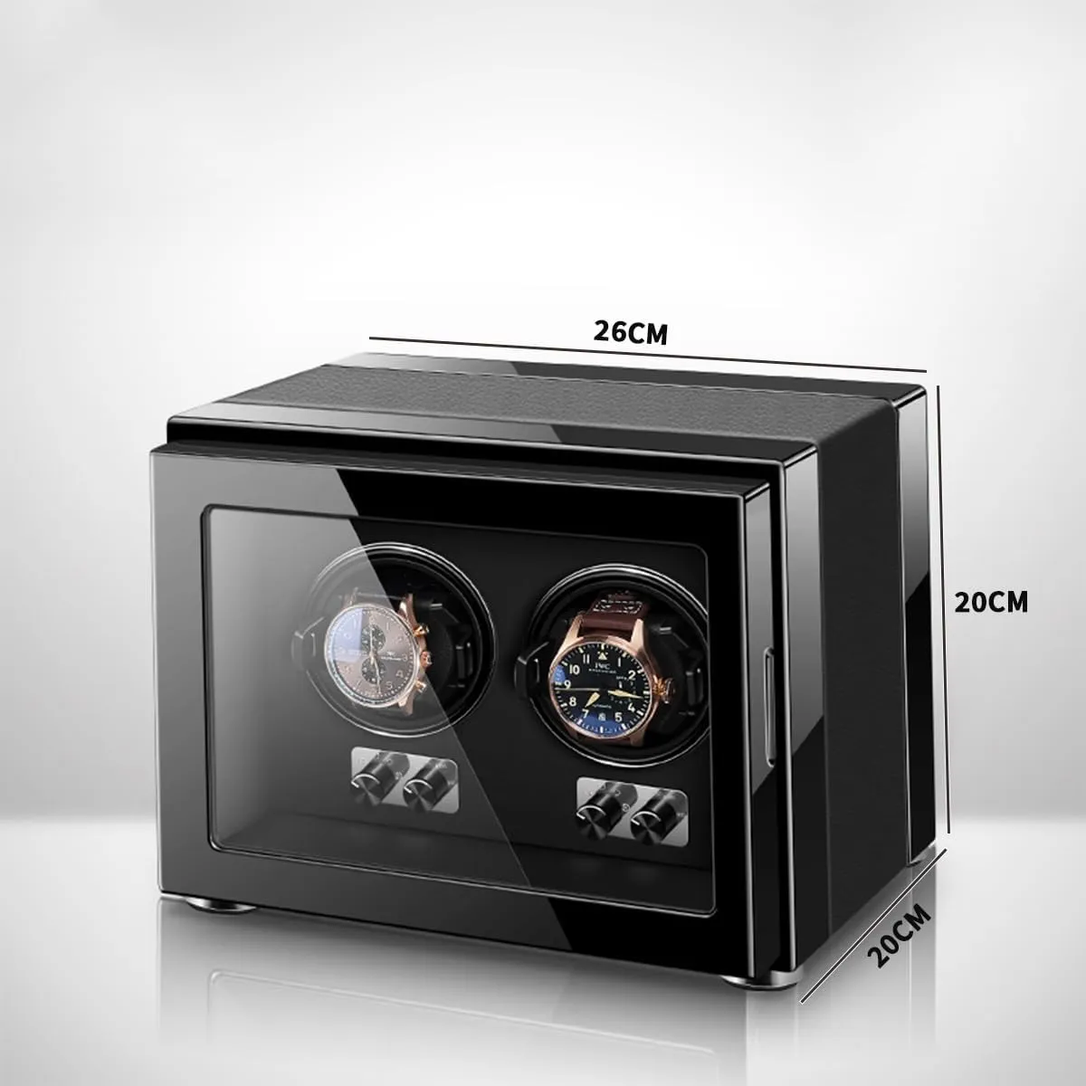 Quiet Motors Wood Shell Piano Finish Storage Display Box for Women's gossip underestimate disuse elasticity and Men's Watches Watch Turner,Black-2 0 Double Watch Winder for Automatic Watches with 