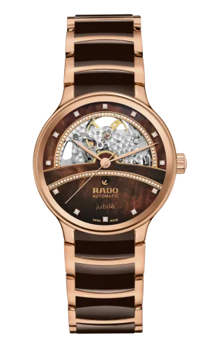 Rado Centrix Automatic Diamonds Open Heart Brown & Rose Gold Dial Women 35MM