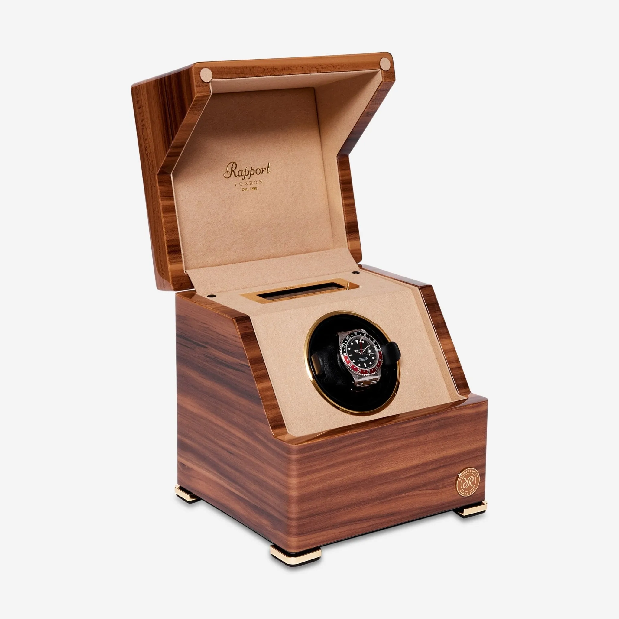 Rapport Perpetua III Brown Walnut Wood Single Watch Winder W581