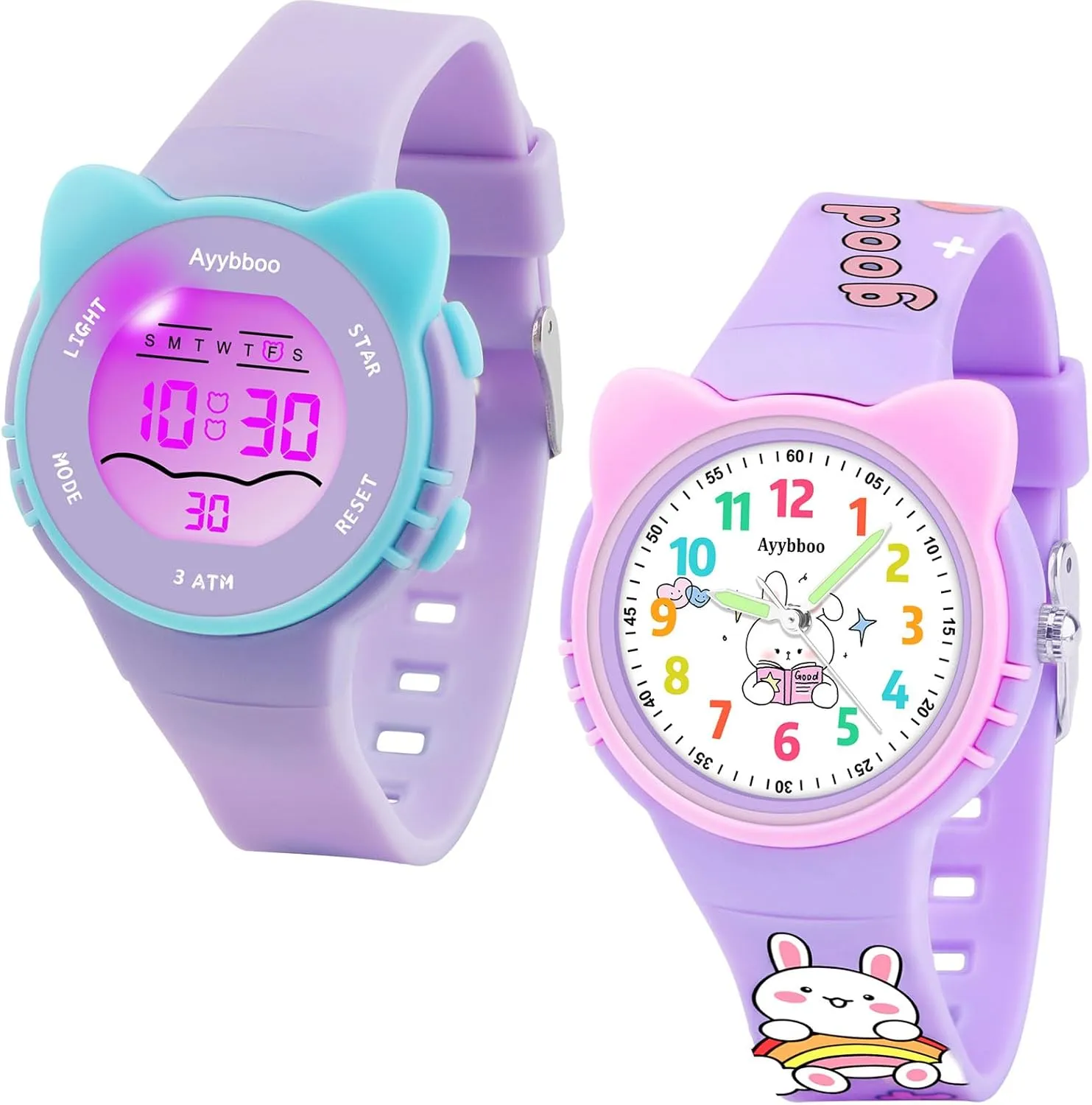 Read, 30M Waterproof Children Quartz Wristwatches, Cute Telling Time Hand Watch with Cartoon Soft Strap Age 5-12 Cat Analog Digital Watch for Girls Boys Toddler, Learning Time and frontier magma rut Easy to 