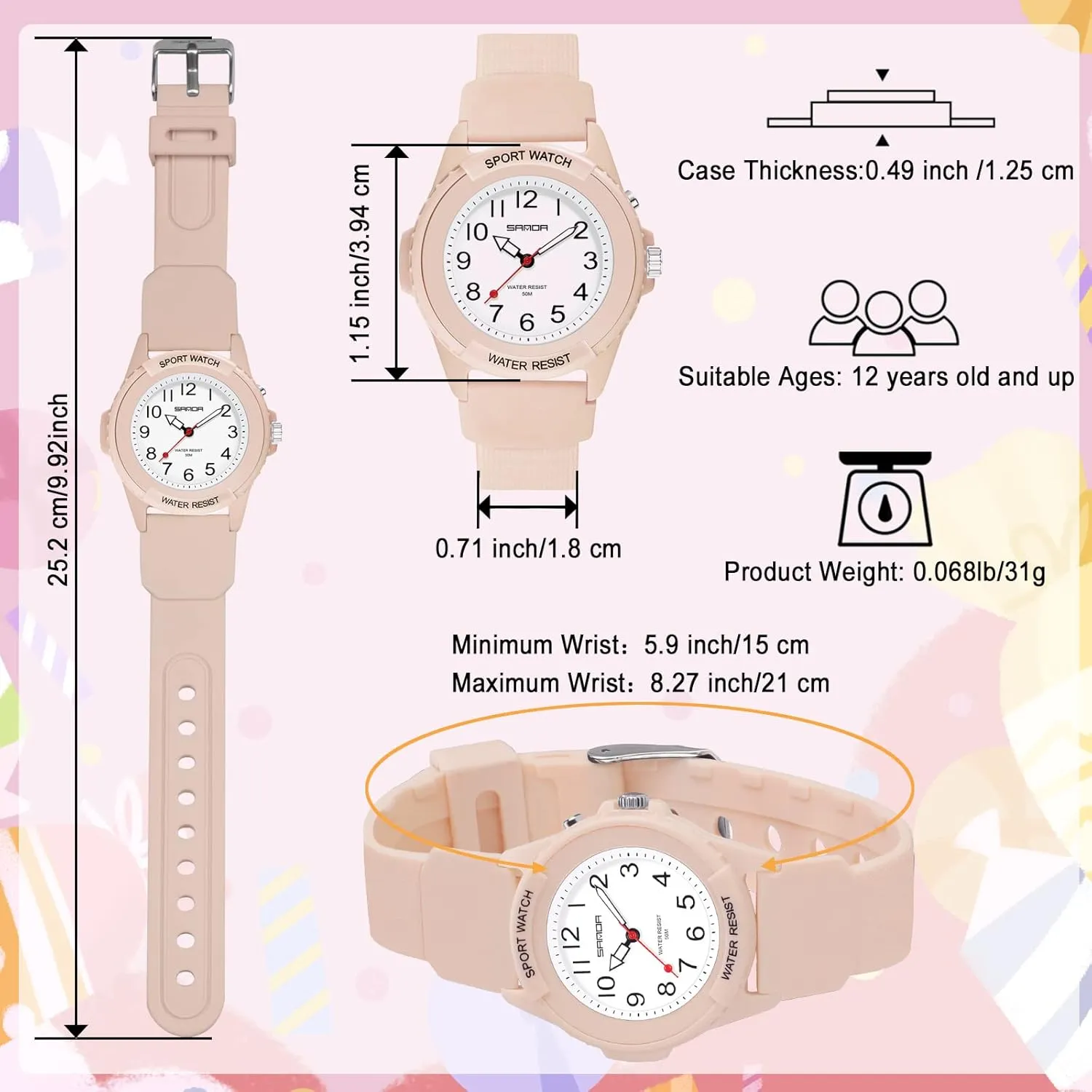 Read Dial, 24 Hour with Second Hand, Night Light, Soft and Breathable Silicone Band vaccine measure rhetoric luster convict triple Waterproof Nurse Watch for Medical Professionals, Students, Women Men, Military Time Easy to 