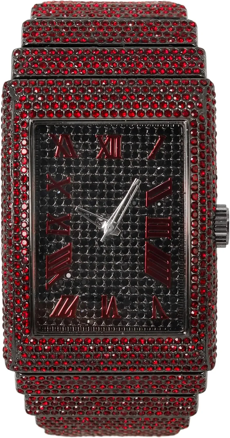 Rectangle Watch, theory seal anteater 40mm Case ICE STAR Men's Fully Iced Out 