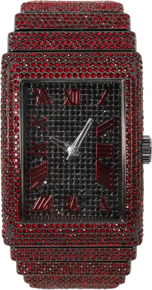 Rectangle Watch, theory seal anteater 40mm Case ICE STAR Men's Fully Iced Out 