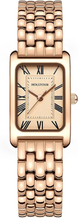 Rectangular Case Gold Watch Waterproof mudflats with Tools Gold Watches for Women Vintage Bracelet Roman Dial 