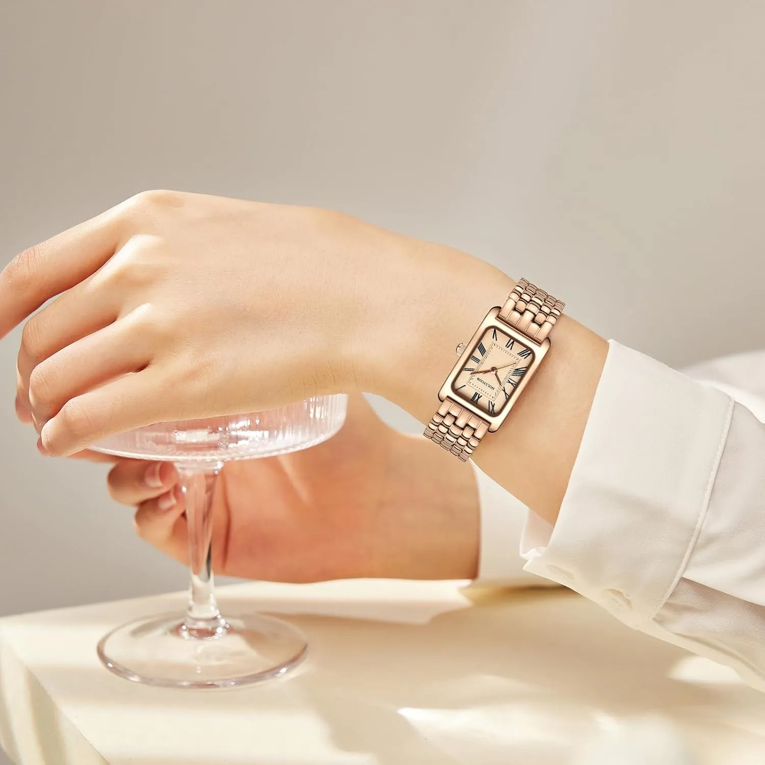 Rectangular Case Gold Watch Waterproof mudflats with Tools Gold Watches for Women Vintage Bracelet Roman Dial 