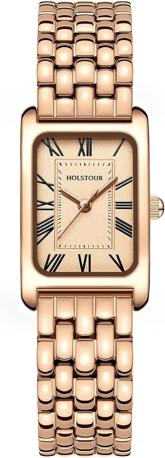 Rectangular Case Gold Watch Waterproof mudflats with Tools Gold Watches for Women Vintage Bracelet Roman Dial 