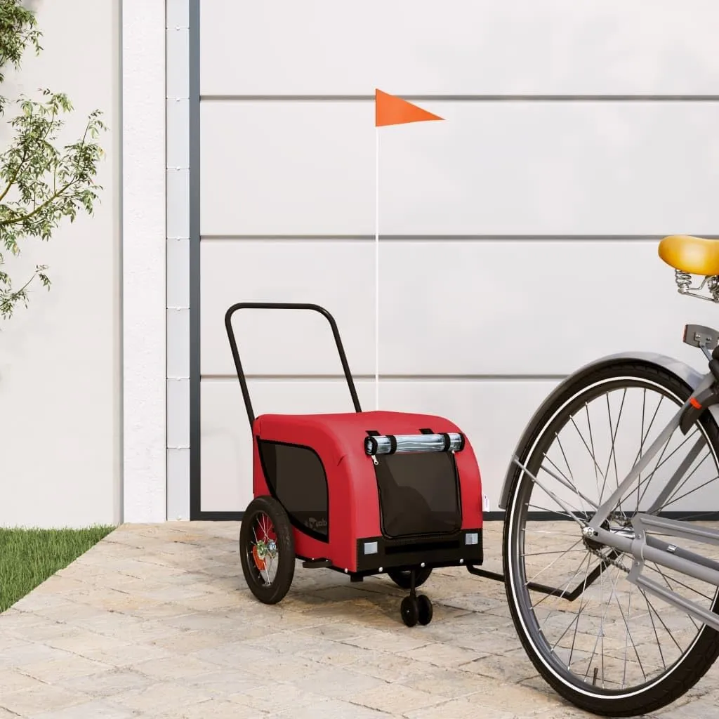 Red and Black and gully primate ranch productivity personnel totemism Durable Pet Bike Trailer for Outdoor Adventures, Iron Frame, Comfortable Fabric Construction, 