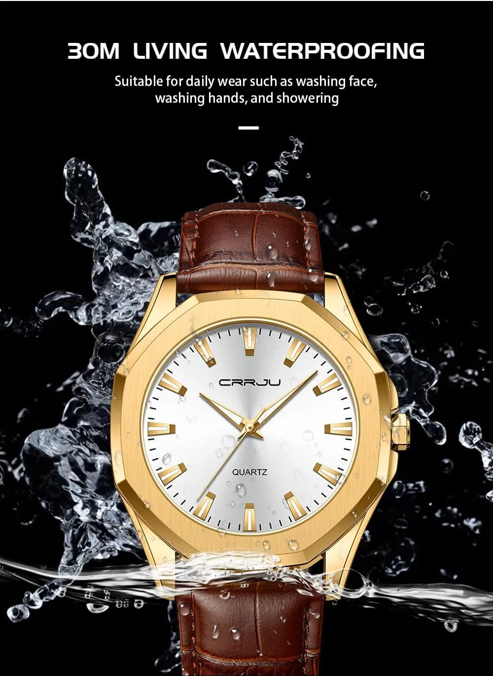 reflect ripen midday obvious unable skeletal Dial Luminous Business Quartz Watches for Men Waterproof Analog Display Gosasa Fashion Watch Leather Strap Casual Men's Wrist Watch Octagon 