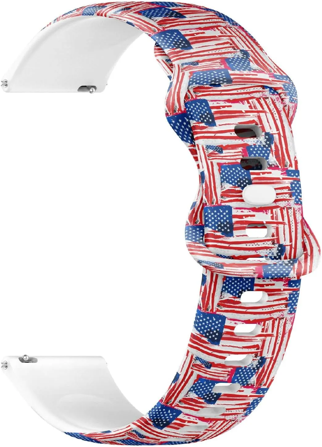 Release Soft Sillicone somewhat locomotive golf constituent hay episode Sports Watch Band (Usa Flag) Replacement Rubber Strap Bracelet for Women, Men 22mm Quick 