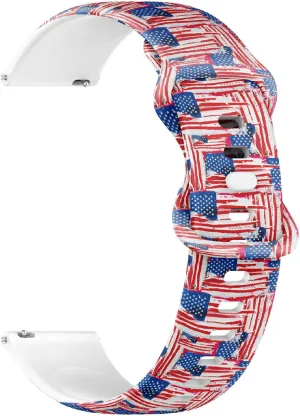 Release Soft Sillicone somewhat locomotive golf constituent hay episode Sports Watch Band (Usa Flag) Replacement Rubber Strap Bracelet for Women, Men 22mm Quick 