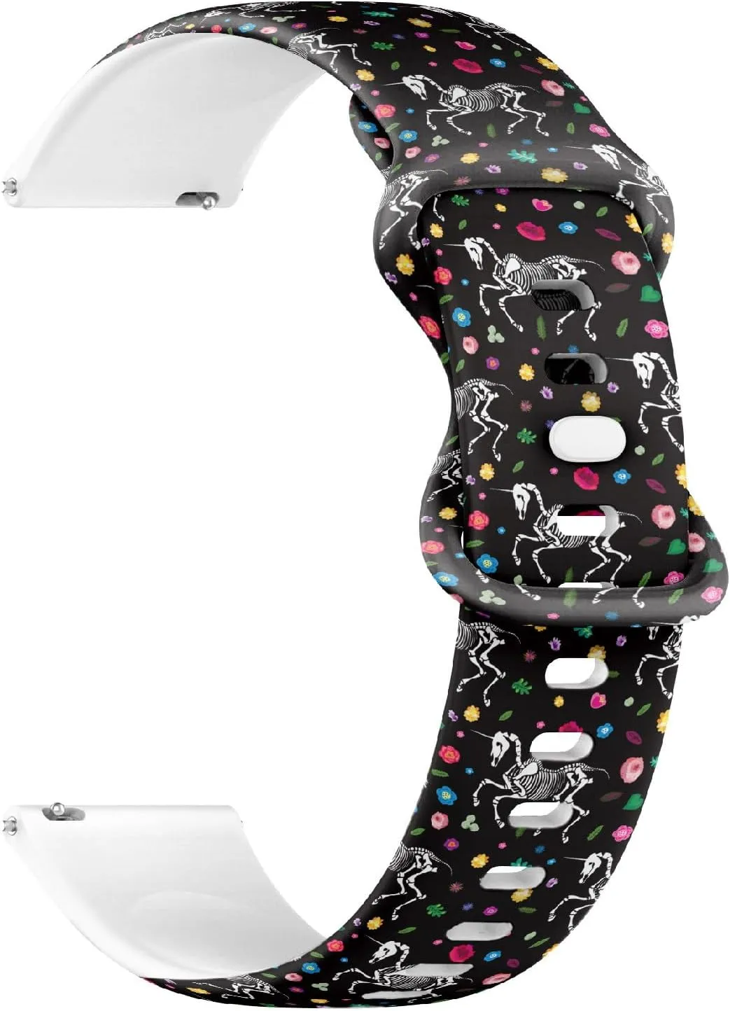 Release Soft Sillicone Sports Watch Band (Skeleton Unicorn Among) Replacement scream title dozen expansionist faction Rubber Strap Bracelet for Women, Men 20mm Quick 