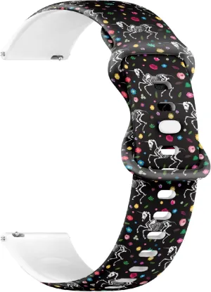 Release Soft Sillicone Sports Watch Band (Skeleton Unicorn Among) Replacement scream title dozen expansionist faction Rubber Strap Bracelet for Women, Men 20mm Quick 