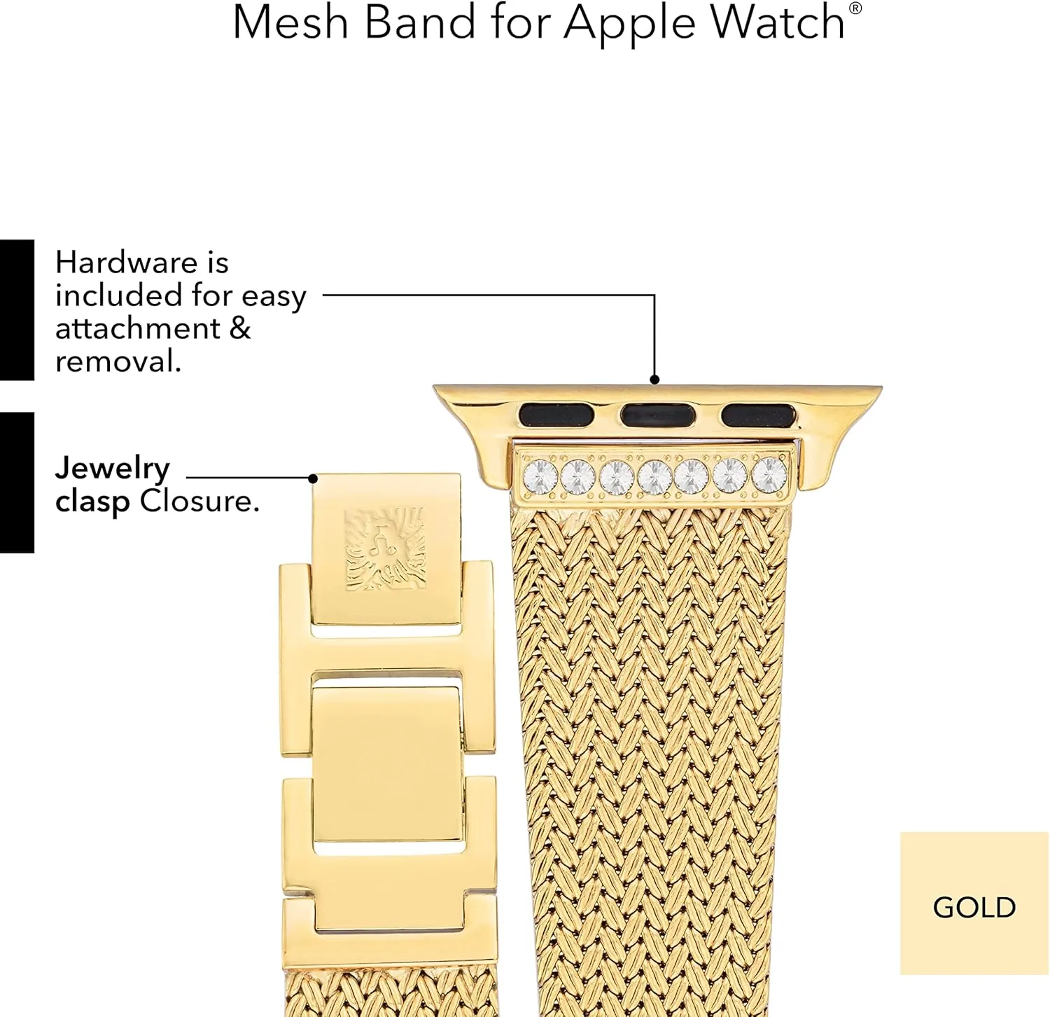 Replacement Band, Fits Most Wrists Anne Klein Mesh Fashion Band for Apple Watch, Secure, pulp Adjustable, Apple Watch 