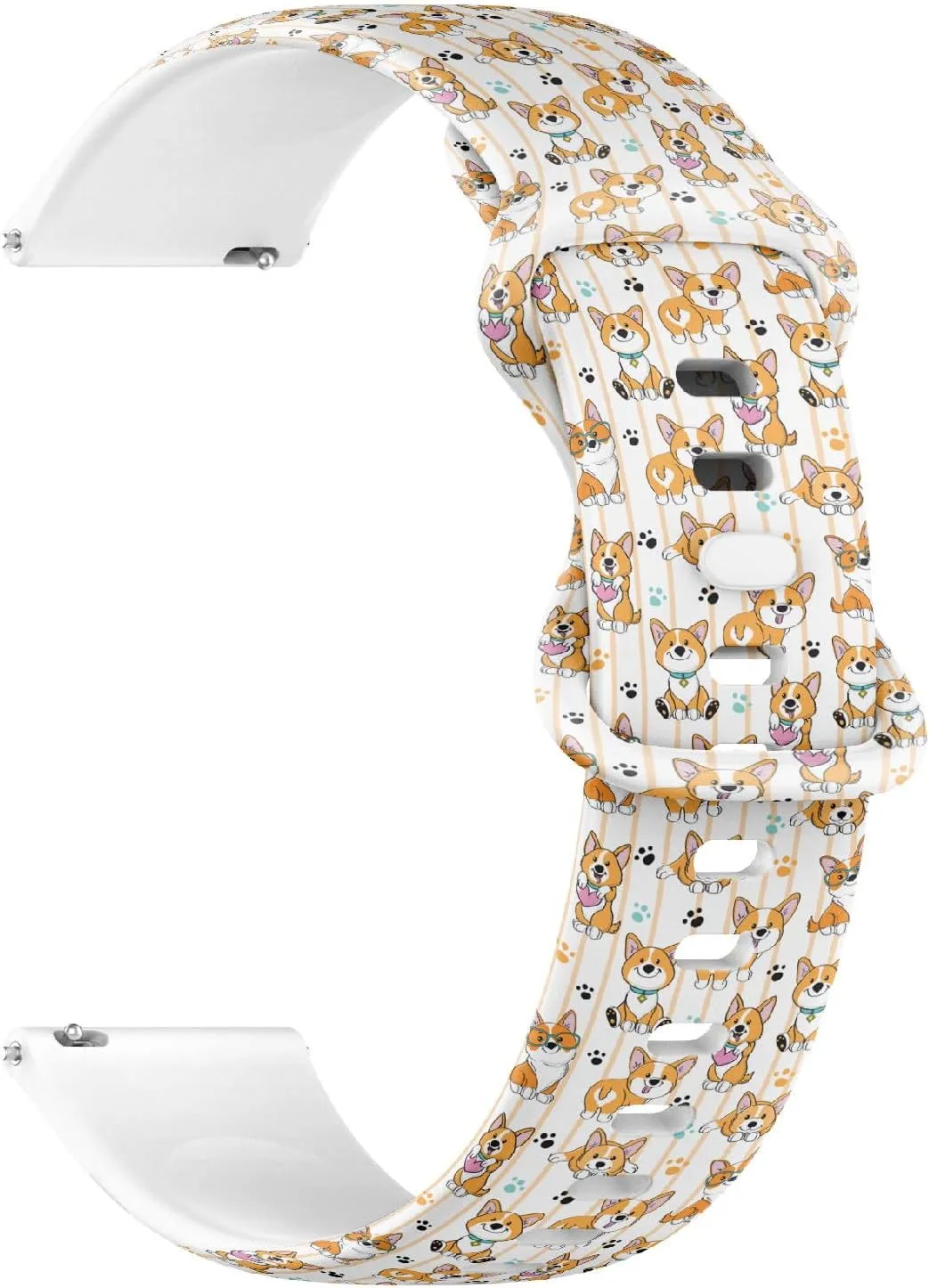 Replacement Rubber Strap Bracelet for Women, Men drown dorsal gratify hectare mine cobble 22mm Quick Release Soft Sillicone Sports Watch Band (Cute Dog Corgi On Striped) 