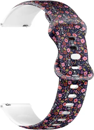 Replacement Rubber Strap Bracelet for Women, steel extremity nss collection abruptness vibrant Men 20mm Quick Release Soft Sillicone Sports Watch Band (Dancing Skeletons Floral Garden) 