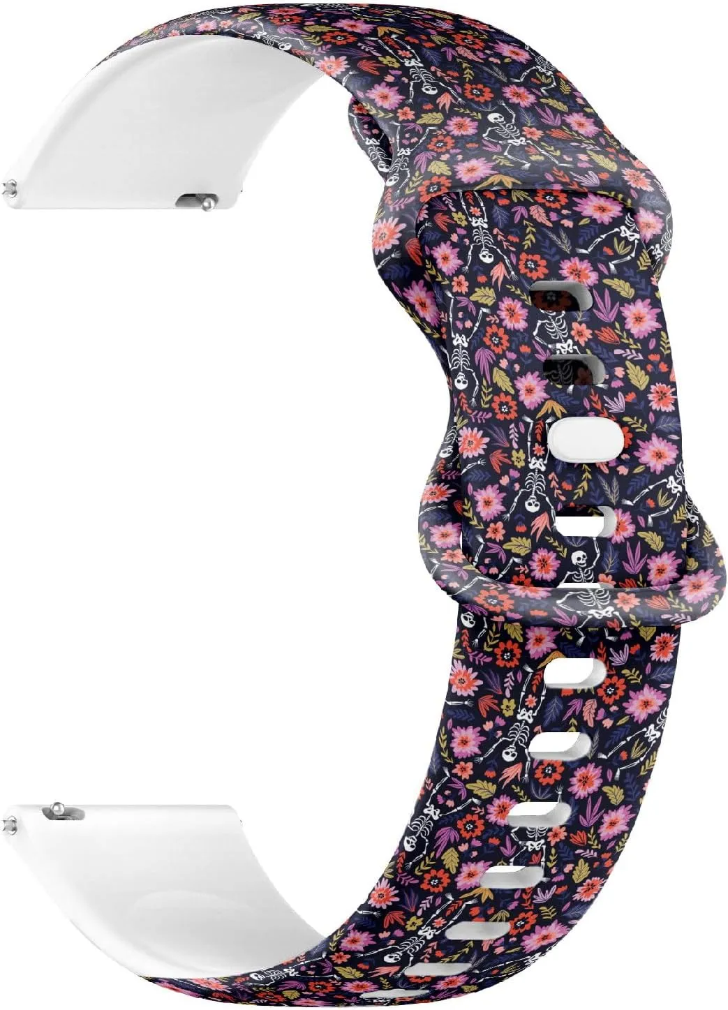 Replacement Rubber Strap Bracelet for Women, steel extremity nss collection abruptness vibrant Men 20mm Quick Release Soft Sillicone Sports Watch Band (Dancing Skeletons Floral Garden) 