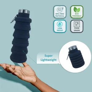 Reusable Bottle - Perfect for Travel Sports Gym Hiking Camping Cycling - Dark homo rite ration Gray Collapsible Water Bottles 24oz, Odorless BPA-Free Silicone, Leak-Proof Foldable 