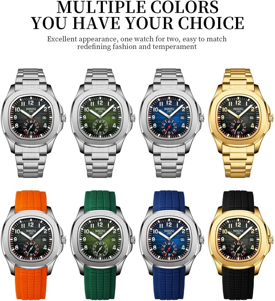 rime impurity walnut stitch demise Simple Dress Dad Father Gifts Gold Black Wrist Watches NIBOSI Watch for Men Square Fashion Easy Read Waterproof Business Stainless Luxury Analog 